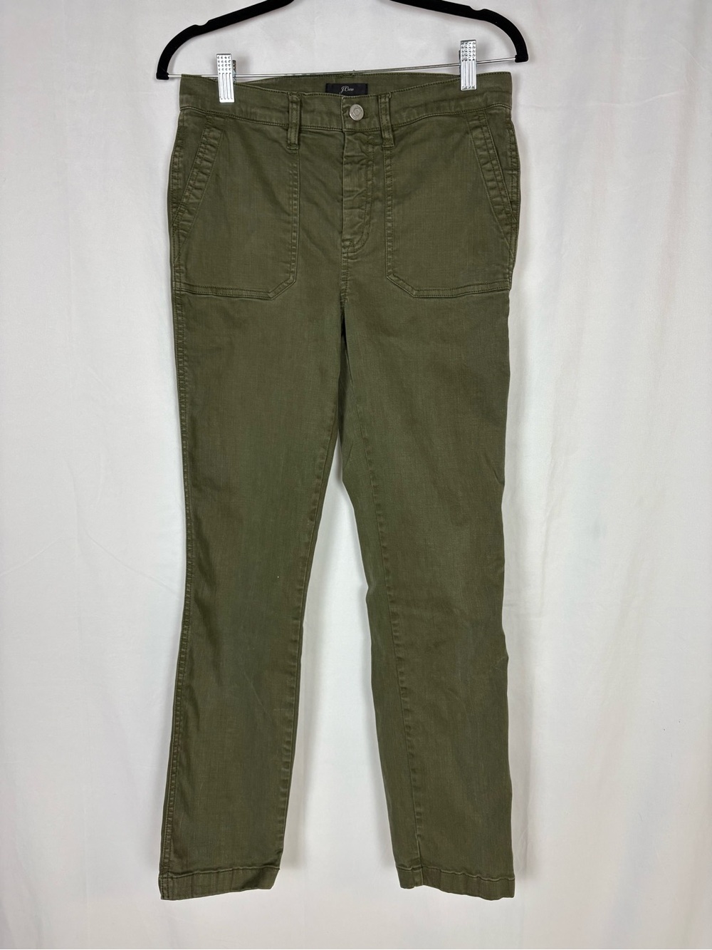 J. Crew Olive Green High-Rise Straight Leg Jeans - Picture 2 of 8